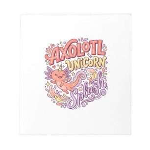 Einhorn Axolotl Einhorn Splash Whimsical Weißer Hi Notizblock