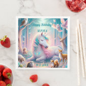 Einhorn, Baby/Kind, Individuelle Name/Geburtsdatum Serviette (Beispiel)