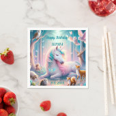 Einhorn, Baby/Kind, Individuelle Name/Geburtsdatum Serviette (Beispiel)