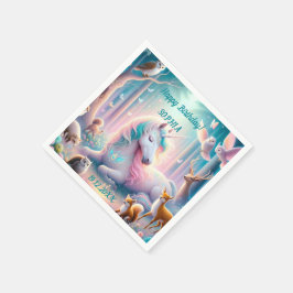 Einhorn, Baby/Kind, Individuelle Name/Geburtsdatum Serviette