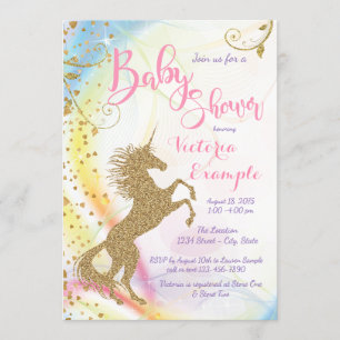 Einhorn-Baby-Party-Einladungen Einladung