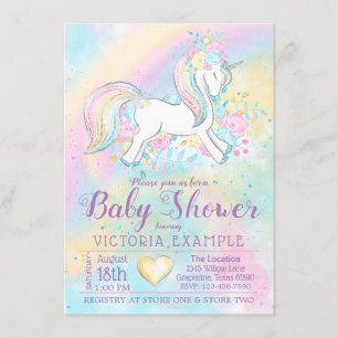 Einhorn-Baby-Party-Einladungen Regenbogen Einladung