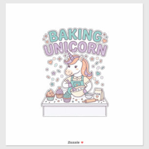 Einhorn Backt Einhorn Trend Produkt Grafik_1 Aufkleber