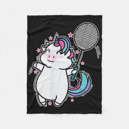 Einhorn Badminton Fleecedecke (Vorderseite)