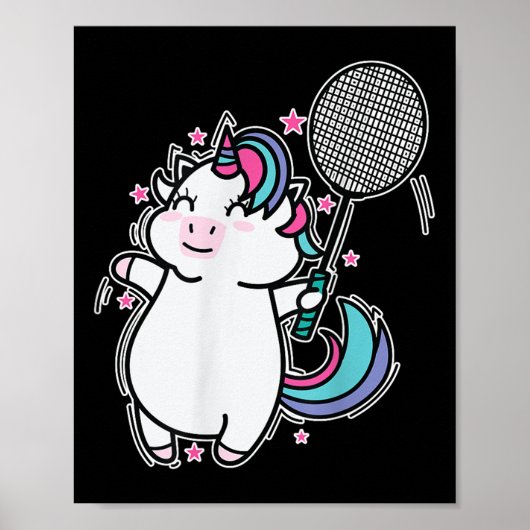 Einhorn Badminton Poster (Vorne)