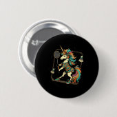 Einhorn Badminton Spieler Shuttle Button (Vorne & Hinten)