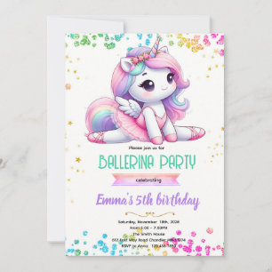 Einhorn-Ballerina-Party-Einladung Einladung