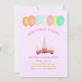 Einhorn & Balloons Einladung zum Geburtstag (Vorderseite)