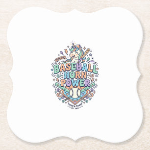 Einhorn Baseball Horn Power Kawaii Vektor Design_1 Untersetzer