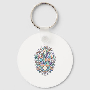 Einhorn Baseball Horn Power Kawaii Vektordesign_1 Schlüsselanhänger