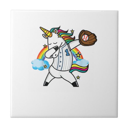 Einhorn Baseball Regenbogen Baseball Liebhaber I E Fliese (Vorderseite)