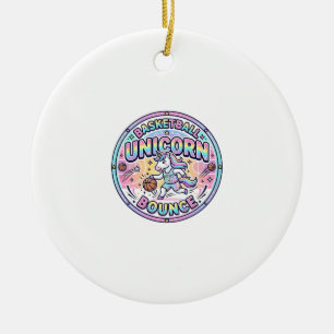 Einhorn Basketball Einhorn Bounce Lustiges Shirt G Keramik Ornament