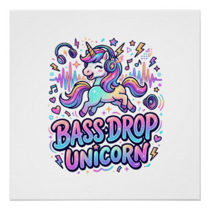Einhorn Bass Drop Einhorn Geschenk Idee Typografie Poster