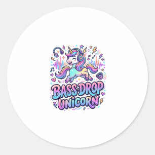 Einhorn Bass Drop Einhorn Geschenk Idee Typografie Runder Aufkleber