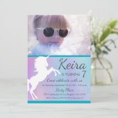 Einhorn, Baumwollbonbons, Foto nach Maß einladen Einladung (Stehend Vorderseite)