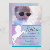 Einhorn, Baumwollbonbons, Foto nach Maß einladen Einladung (Vorne/Hinten)