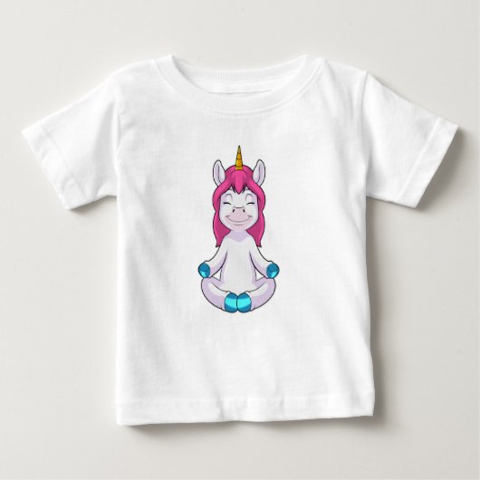 Einhorn beim Meditieren im Sitzen Baby T-shirt (Vorderseite)