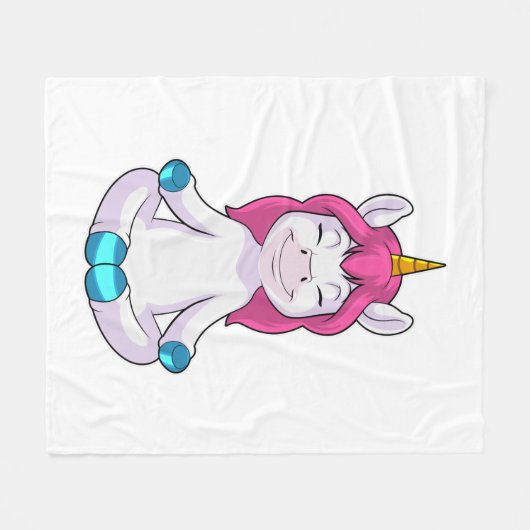 Einhorn beim Meditieren im Sitzen Fleecedecke (Vorderseite (Horizontal))