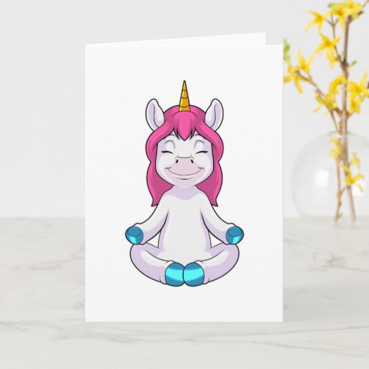 Einhorn beim Meditieren im Sitzen Karte (Gelbe Blume)