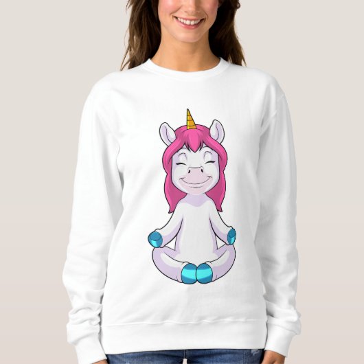 Einhorn beim Meditieren im Sitzen Sweatshirt (Vorderseite)
