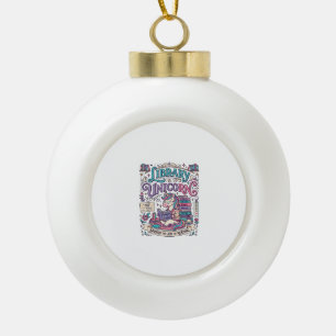 Einhorn Bibliothek Einhorn Farbige POD Kunstwerk_1 Keramik Kugel-Ornament