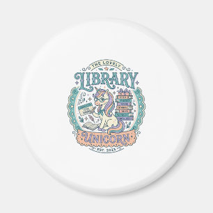 Einhorn-Bibliothek Einhorn Whimsical Grafik T-Shir Magnet