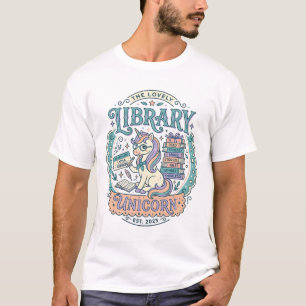 Einhorn-Bibliothek Einhorn Whimsical Grafik T-Shir T-Shirt