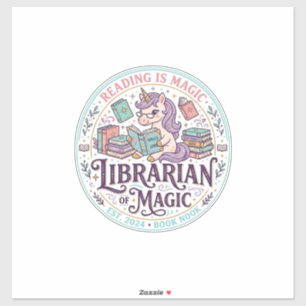 Einhorn-Bibliothekar der Magie Original-Produktgra Aufkleber