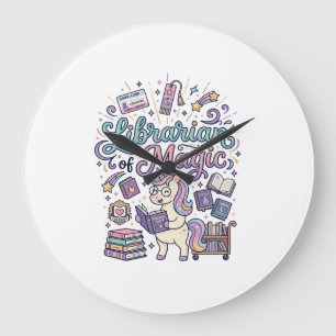Einhorn-Bibliothekar von Magie-Druckfertige Beklei Große Wanduhr