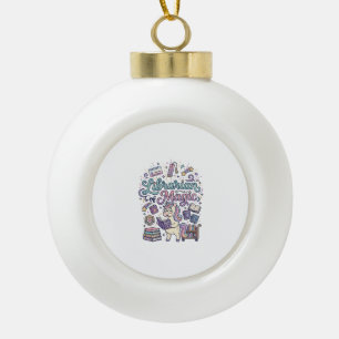 Einhorn-Bibliothekar von Magie-Druckfertige Beklei Keramik Kugel-Ornament
