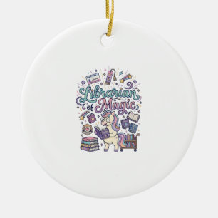 Einhorn-Bibliothekar von Magie-Druckfertige Beklei Keramik Ornament