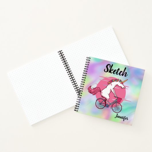 Einhorn Bicycle Monogram Sketchbook Notebook Notizblock (Innenseite)