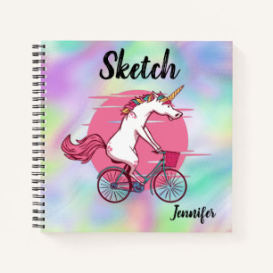 Einhorn Bicycle Monogram Sketchbook Notebook Notizblock