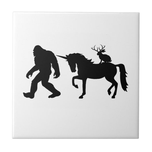 Einhorn, Bigfoot, Jackalope Fliese (Vorderseite)