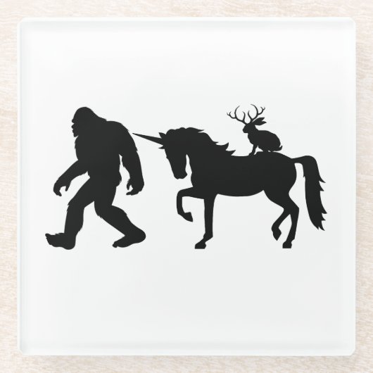 Einhorn, Bigfoot, Jackalope Glasuntersetzer (Vorderseite)