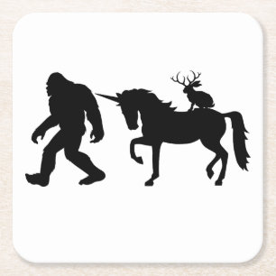 Einhorn, Bigfoot, Jackalope Rechteckiger Pappuntersetzer