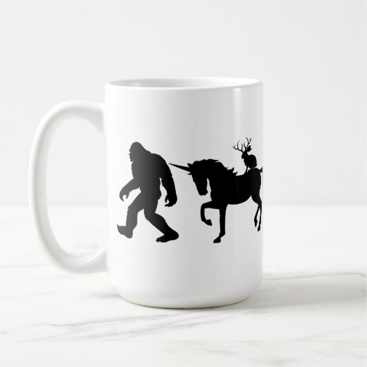 Einhorn, Bigfoot und Jackalope Kaffeetasse (Links)