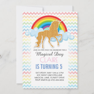 Einhorn Birthday Einladung Magischer Regenbogen