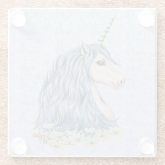 Einhorn-Blau-Haar Glasuntersetzer (Rückseite)