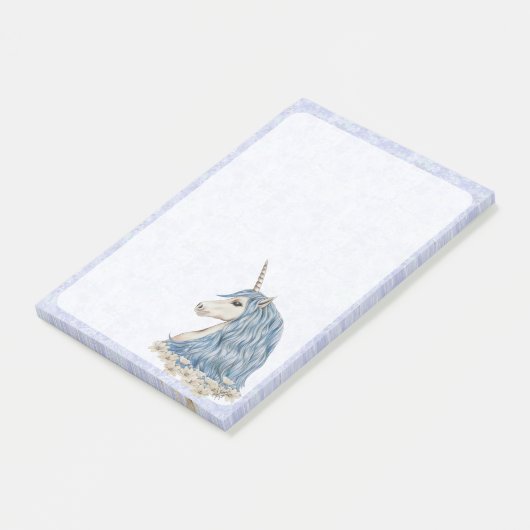 Einhorn-Blau-Haar Post-it Klebezettel (angewinkelt)