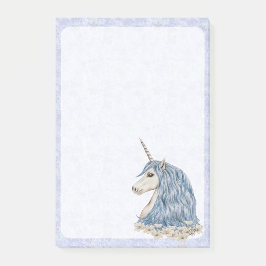 Einhorn-Blau-Haar Post-it Klebezettel (Vorderseite)