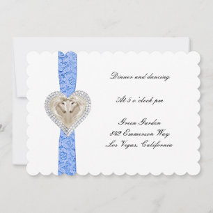 Einhorn Blau Spitze Hochzeitsempfangskarte Einladung