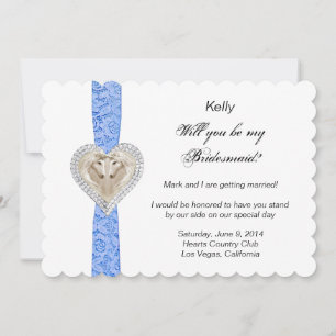 Einhorn Blaue Spitze Hochzeit Brautjungfer Karte