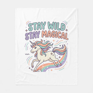 Einhorn Bleib Wild Bleib Magisch Trend Produkt Gra Fleecedecke