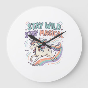 Einhorn Bleib Wild Bleib Magisch Trend Produkt Gra Große Wanduhr