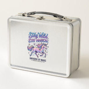 Einhorn Bleib Wild Bleib Magisch Werbe Typografie Metall Brotdose
