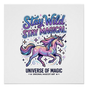 Einhorn Bleib Wild Bleib Magisch Werbe Typografie Poster