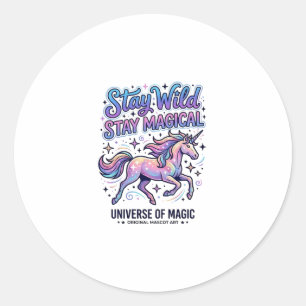 Einhorn Bleib Wild Bleib Magisch Werbe Typografie Runder Aufkleber