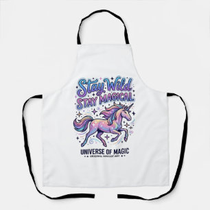 Einhorn Bleib Wild Bleib Magisch Werbe Typografie Schürze