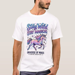 Einhorn Bleib Wild Bleib Magisch Werbegrafiken T-Shirt